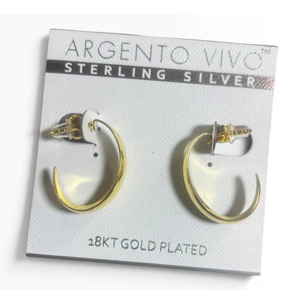 Argento Vivo 18K over Sterling Silver C Hoops NWT